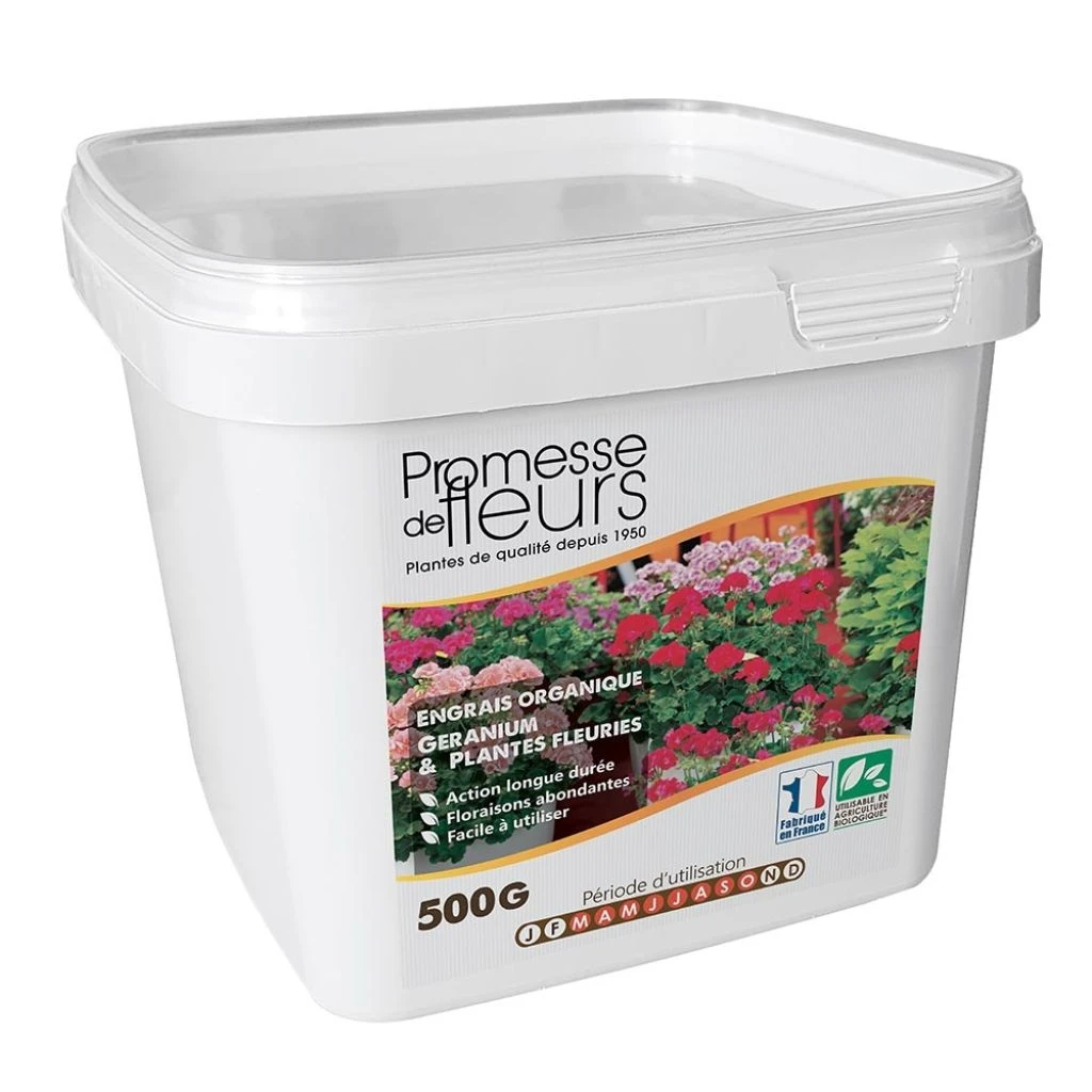 Engrais UAB Promesse De Fleurs Pour Géraniums Et Plantes Fleuries Boite De 500g 1 Engrais UAB Promesse De Fleurs Pour Géraniums Et Plantes Fleuries Boite De 500g